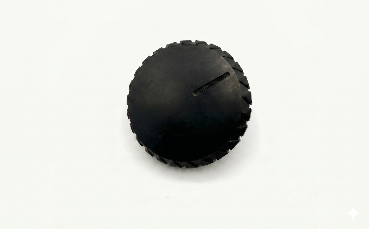 Black knurled cap printed by Additive Edge