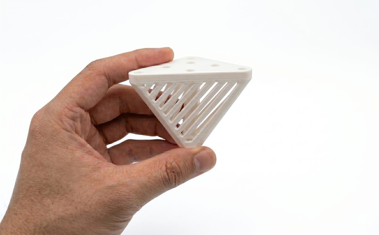 White printed triangular corner gusset bracket